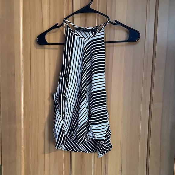 Zara Silky, High-Neck Striped Top - Picture 1 of 4